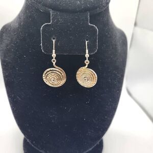 Sterling Silver Artisan Made Modernist Brutalist Spiral Earrings